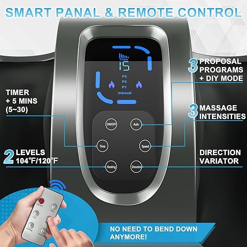 Miniatura 10 de TISSCARE Masajeador de pies con calor, apto para FSA HSA, masajeador de pies Shiatsu para fascitis plantar, neuropatía, circulación y alivio del