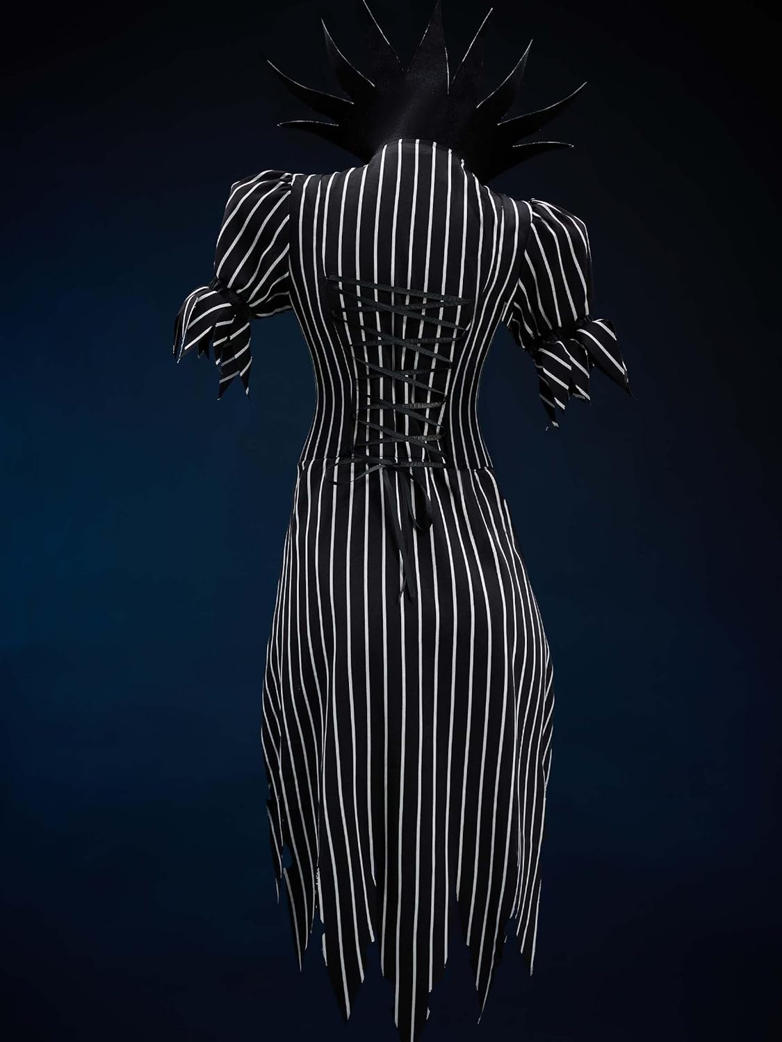 MEOWCOS Women's Halloween Bodysuit Costume Black-White Striped Bodysuit Christmas Outfit Set Bunny Girl Suit - Image 5