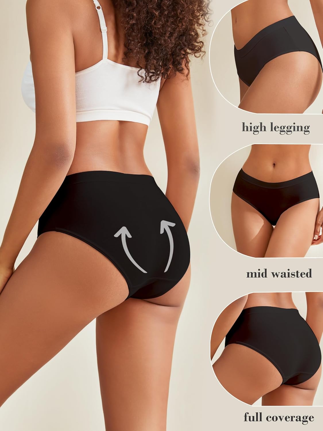 DingLu Comfortable Cotton Underwear for Women Seamless Breathable Cheeky Panties 6 Pack, Regular & Plus Size - Image 3