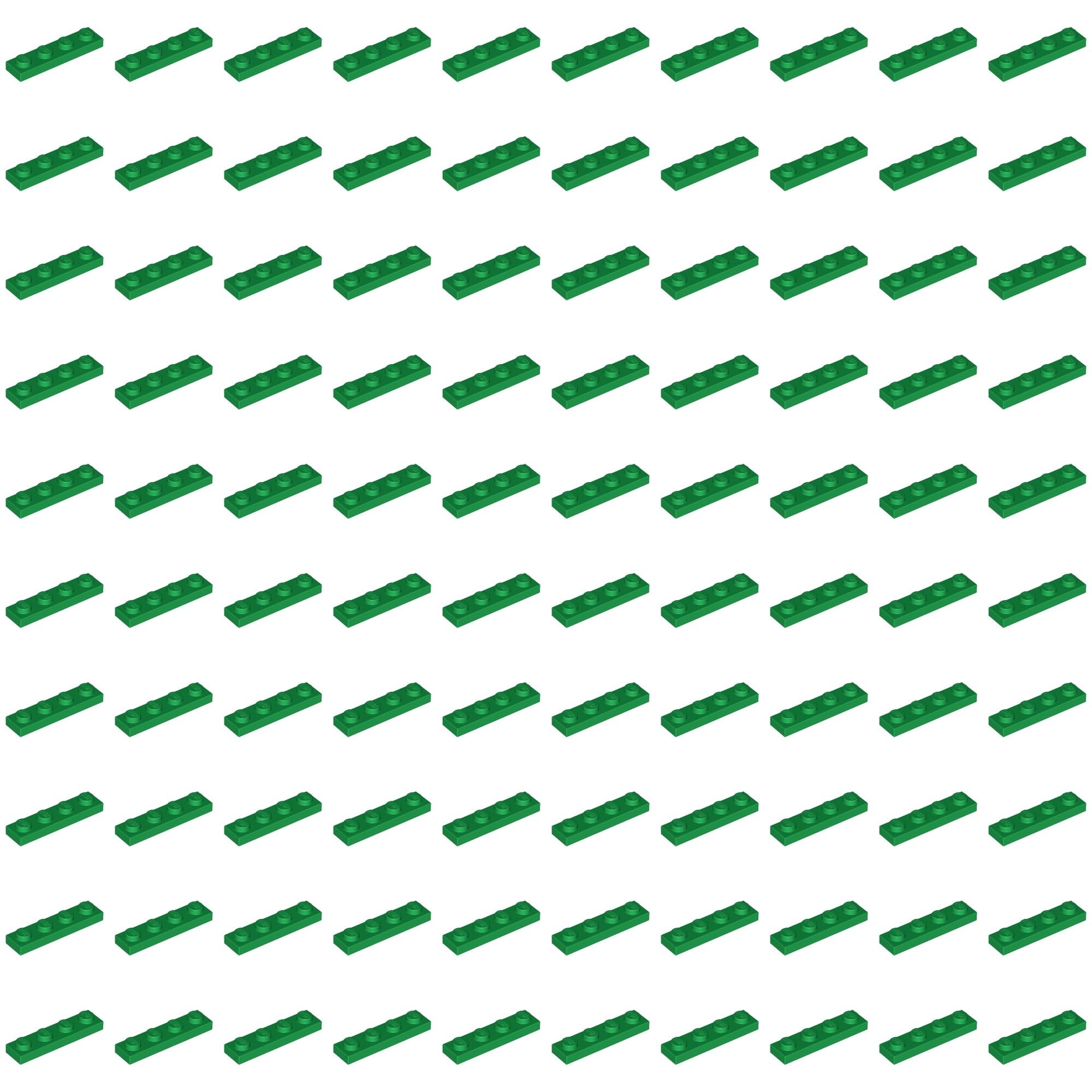 LEGO Plate 1x4, Building Brick Part 3710 (Green, 10, Bricks) — image 1