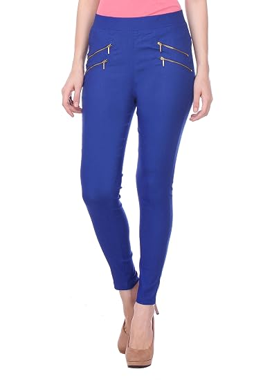 Deewa Cotton Solid Jeggings for Women 