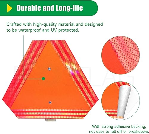 Miniatura 6 de POSFLAG Kit de soporte de montaje para letrero de vehículo de movimiento lento para carrito de golf, advertencia triangular SMV, accesorios de