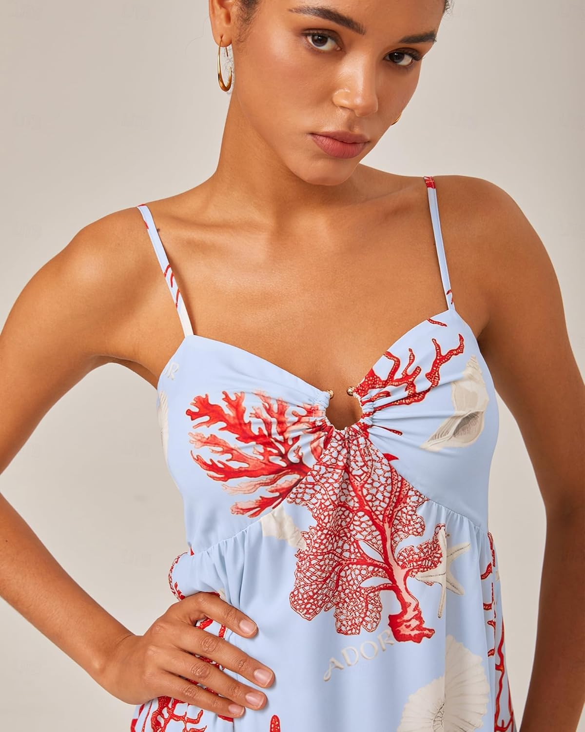 ADOR Women's Boho Maxi Chiffon Dress Spaghetti Strap Long Flowy Floral A Line Summer Beach Vacation Wedding Guest Dresses - Image 4