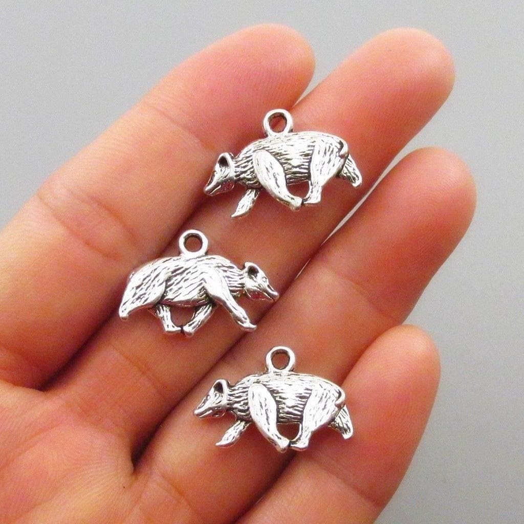 Hufflepuff Badger 21mm Antiqued Silver Plated Charms 50 pcs