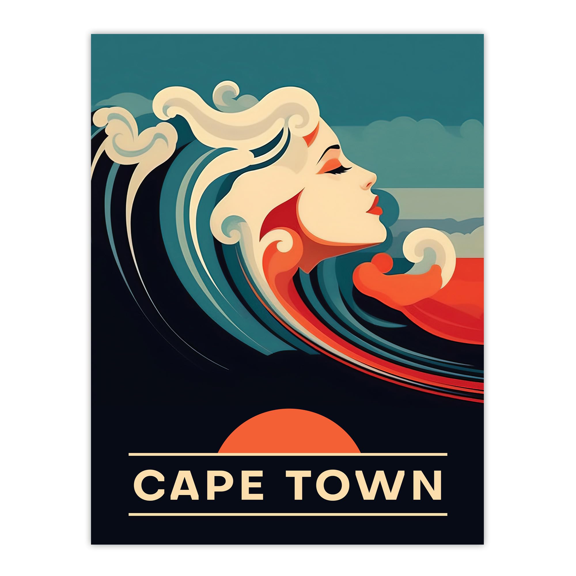 Artery8 The Seaside Calls Cape Town Beach South Africa Sunset Woman of the Waves Sea Siren Ocean Large Wall Art Poster Print Thick Paper 18X24 Inch
