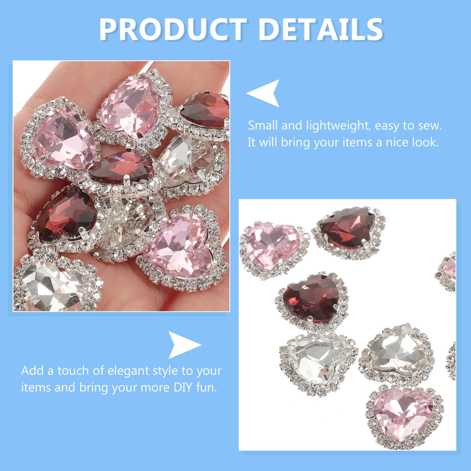 Cabilock 5 Sätze Kleidungszubehör Selber Machen Reize Nägel Diamanten Bausätze Nagel Charms Herzförmige Diamanten Perlen Schmuck Edelsteine Juwelen Kunst Bausatz Strasssteine 30 Stück * 5