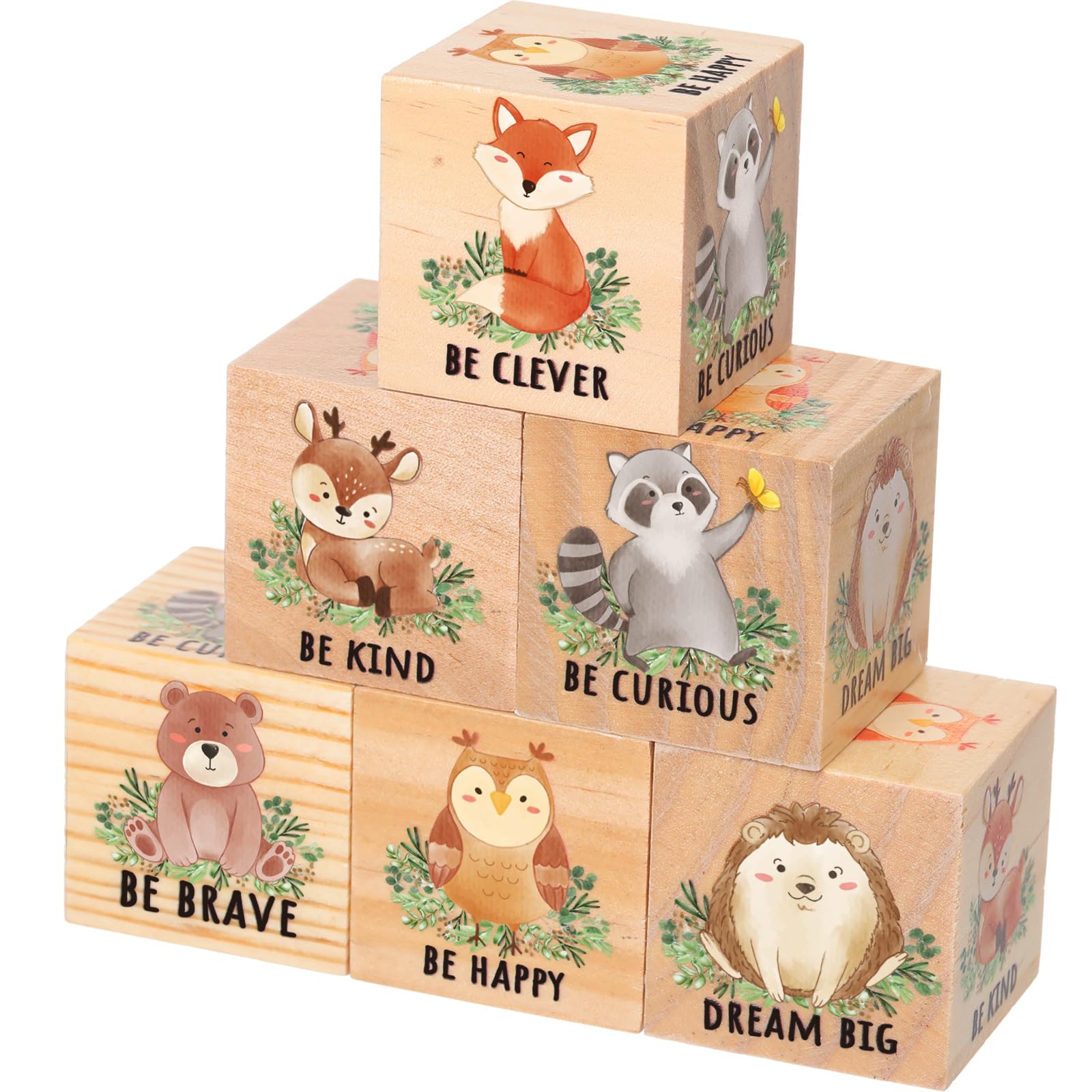 6 Pcs Woodland Animal Baby Shower Nursery Decoration,Wood Color