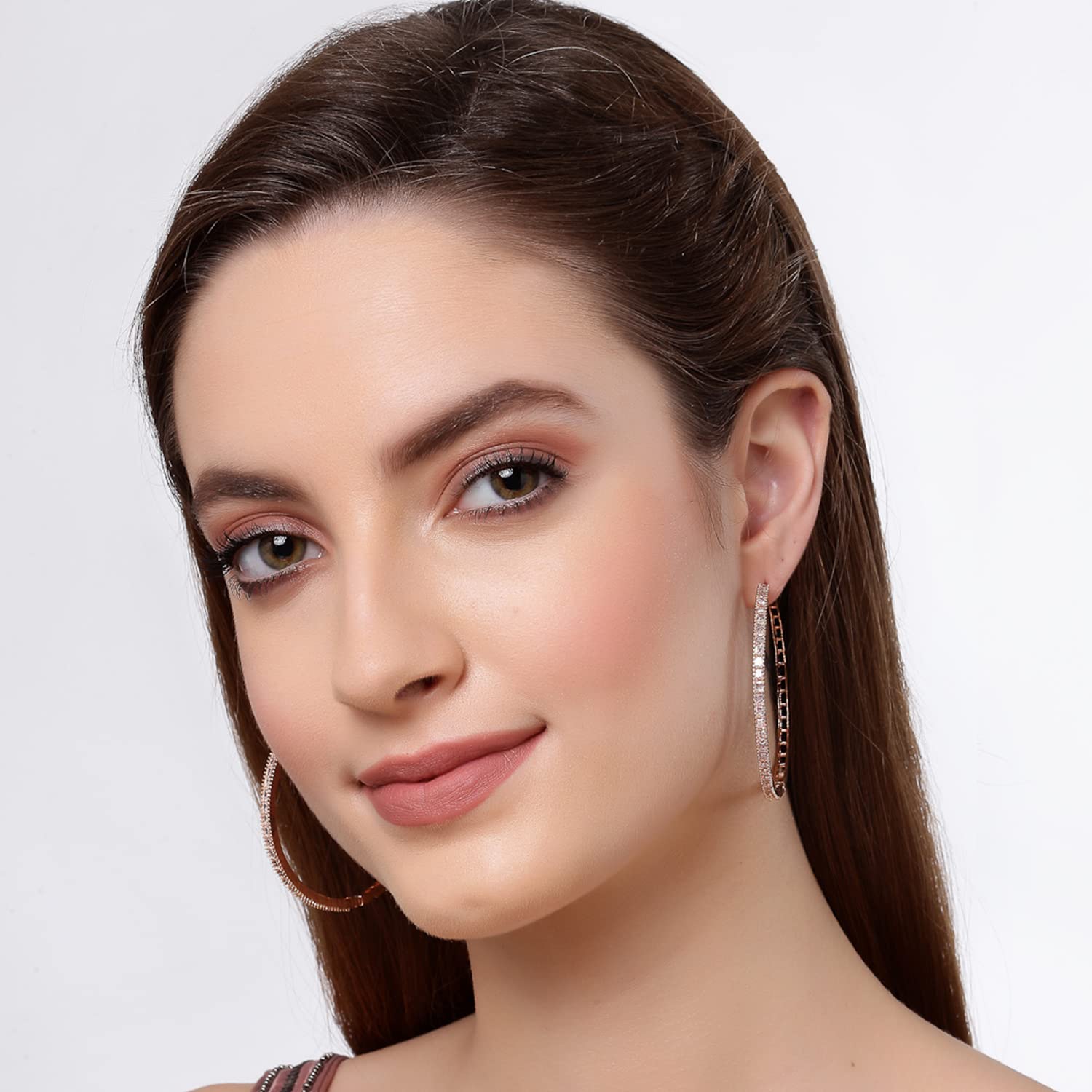 Zeneme American Diamond Hoop Earrings Jewellery for Women and Girls Studded Bali Earring 5 71POkPcbXIL. SL1500