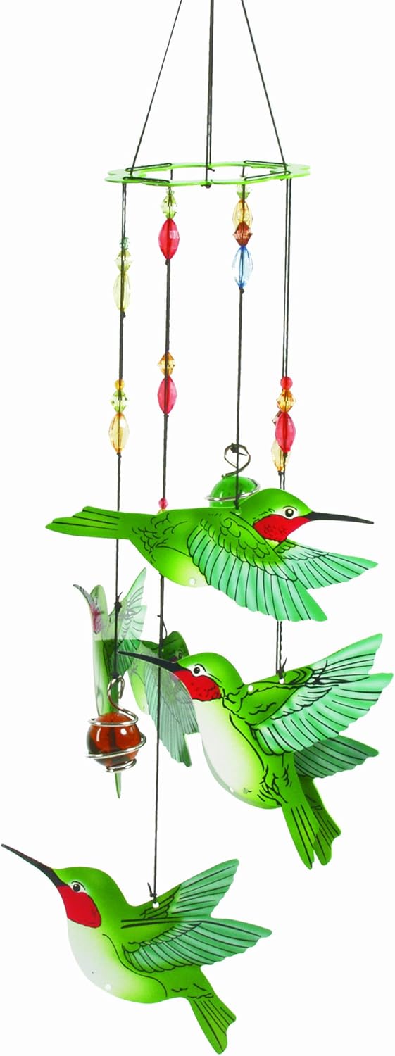 Spoontiques Hummingbird Handpainted Chime, Multicolored - Outdoor Garden Décor - Decorative Chimes for Yard, Garden, Backyard and Patio Decoration