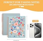 Aesthetic Spiral Notebook Set of 2 For Women - Artistic flower 6.5" x 8.3" College Ruled Notebook With Large Pockets And Lined Pages -Boost Productivity at Work or School