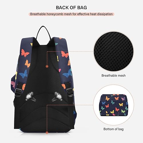 Miniatura 4 de Bolsa de pelota de raqueta de tenis, impermeable, coloridas mariposas, color negro, 3 raquetas de bádminton, bolsa de pickleball para adolescentes,
