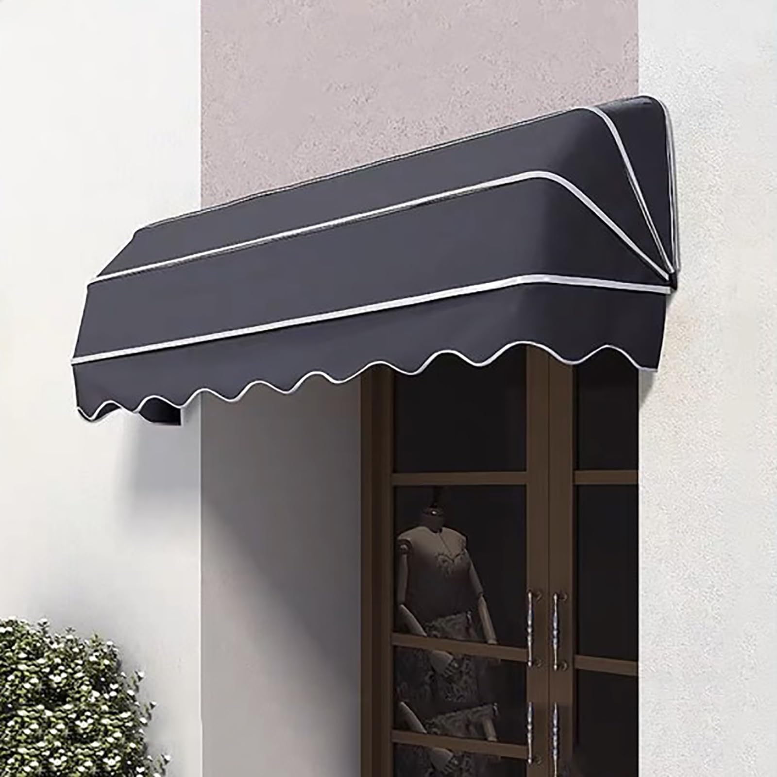 GJZQDKX Outdoor Retractable French Curved Awning Canopy Rain & Snow Protection Sunshade Shelter for Cafe Restaurant Street Store 280x60x60cm Grey