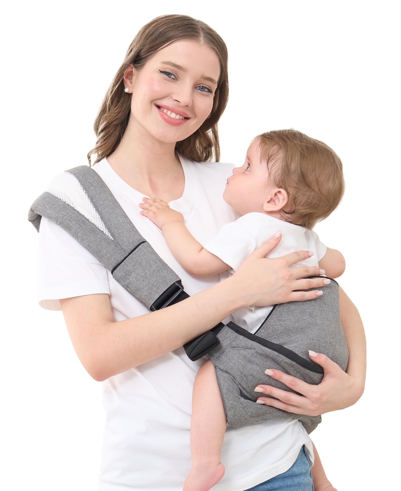GAGAKU Cinghie Per Bambini Tracolla Imbottita Regolabile Portabebè Ergonomico Portatile Con Seggiolino Antiscivolo Per Neonati E Bambini Piccoli (10-45lbs) - Grigio