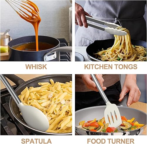 Miniatura 3 de Umite Chef - Juego de utensilios de cocina de silicona, 34 piezas, para utensilios de cocina antiadherentes, juego de espátulas de silicona, mango