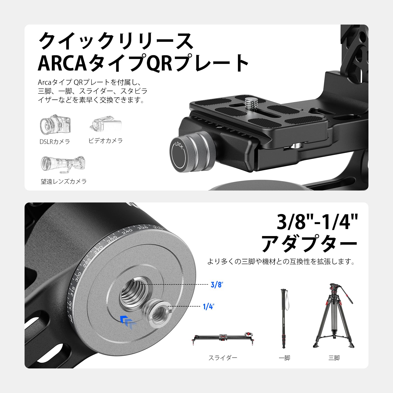 Amazon | NEEWER ジンバルヘッド カメラ三脚雲台 CNCアルミ合金 GM102