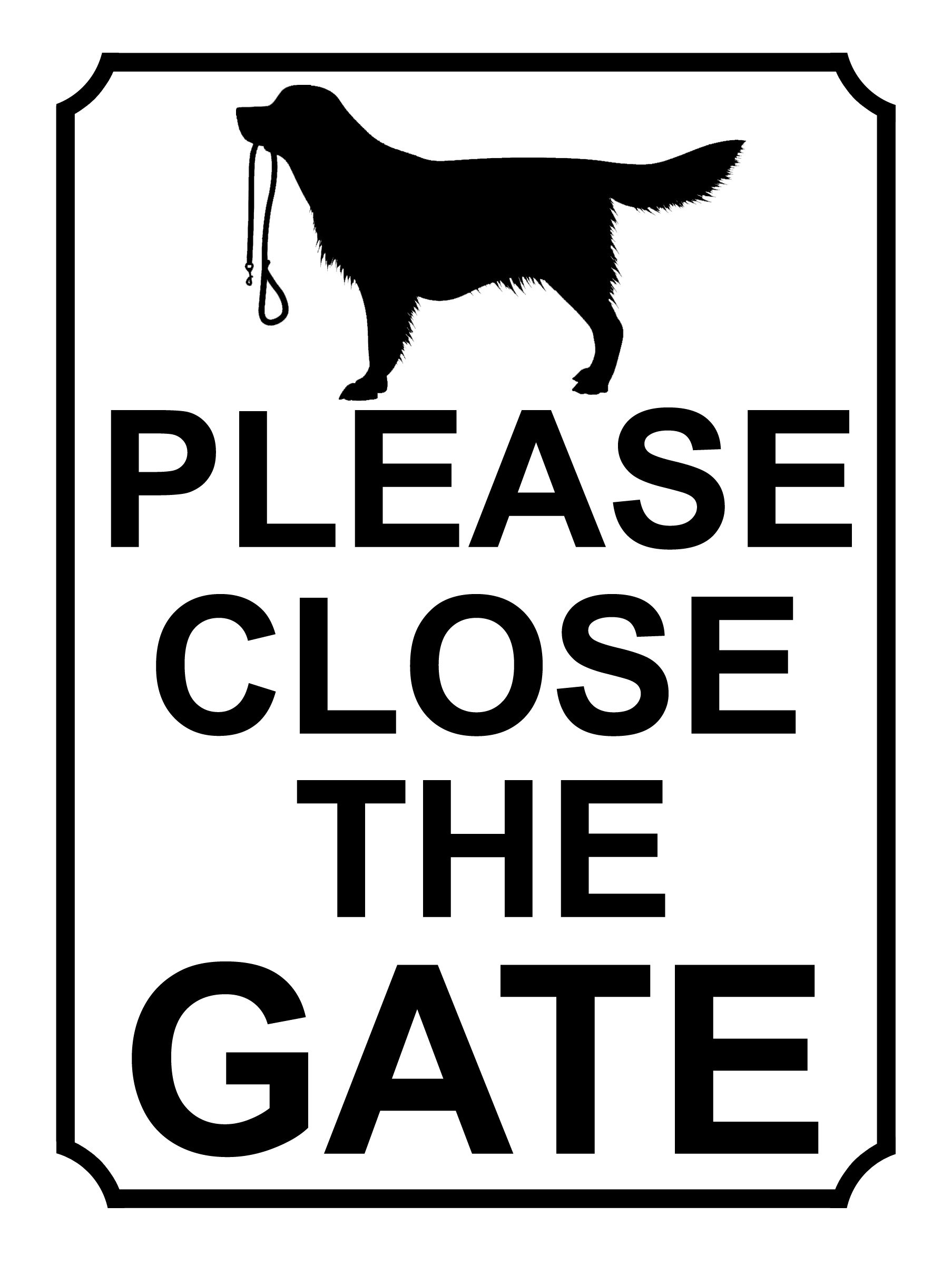 SHAWPRINT PLEASE CLOSE THE GATE DOG THEME METAL SIGN 267MM X 200MM (368H1L) LARGE 10" X 8"