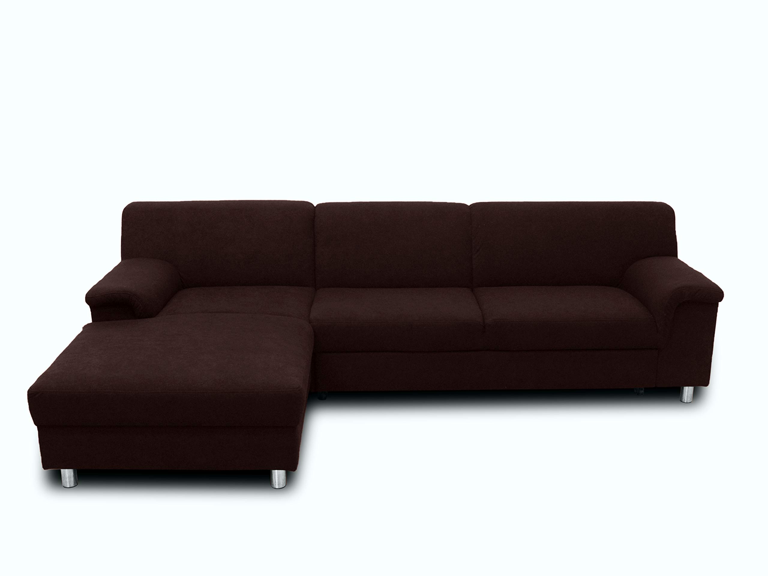 DOMO. collection Sofá esquinero Jamie | Sofá con función de Dormir | Sofá en Forma de L | Moderno sofá Cama marrón, 251 x 150 x 72 cm