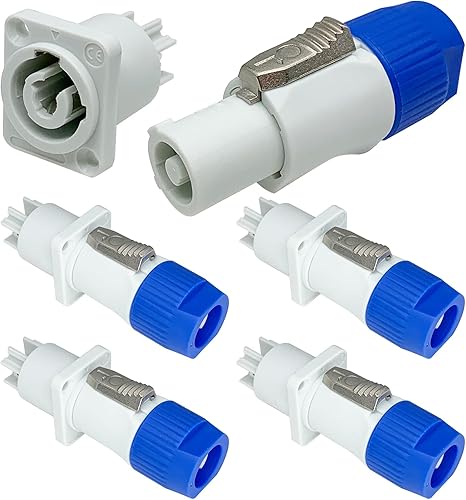 PENGLIN 5 juegos de conectores de cable PowerCON, 20 A 250 V CA de bloqueo rápido de salida de aviación, enchufe de enchufe de alimentación de audio