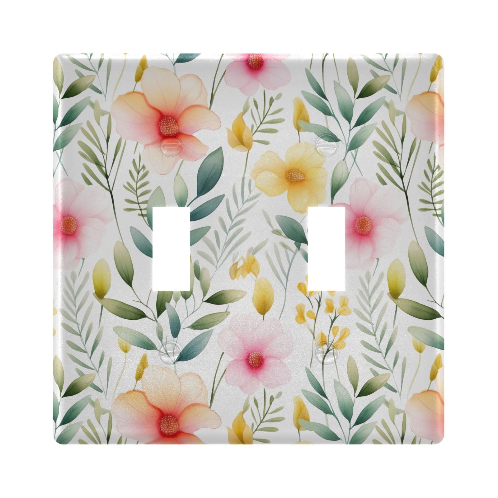 UMIRIKO Pink Yellow Flower Light Switch Cover Plate Covers Decorative Double Toggle Home Decor 202b3353