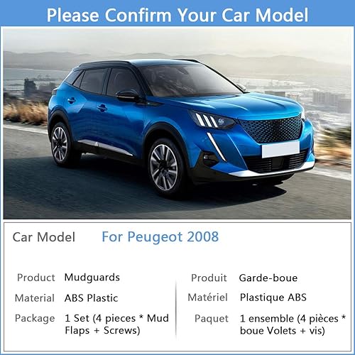 Miniatura 8 de PSLER Kit de guardabarros para guardabarros para coche Peugeot 2008