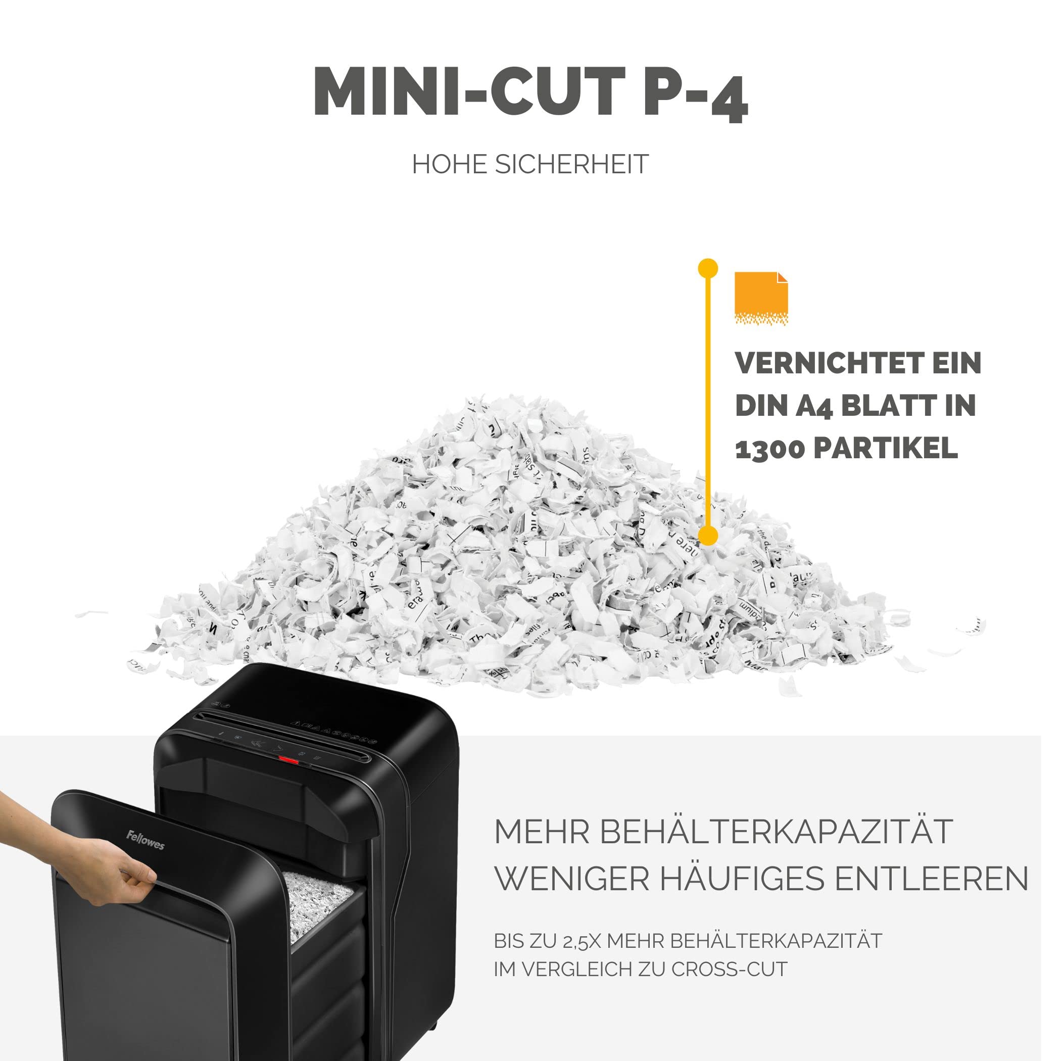 Fellowes 16 Blatt Aktenvernichter Partikelschnitt (P4), Papierschredder für Büro, Homeoffice, Powershred LX210, Schredder mit 23L Papierkorb, 100% staufrei, Safesense, Füllstandsanzeige, schwarz | Partikel 4 x 12 mm, 16 Blatt, schwarz