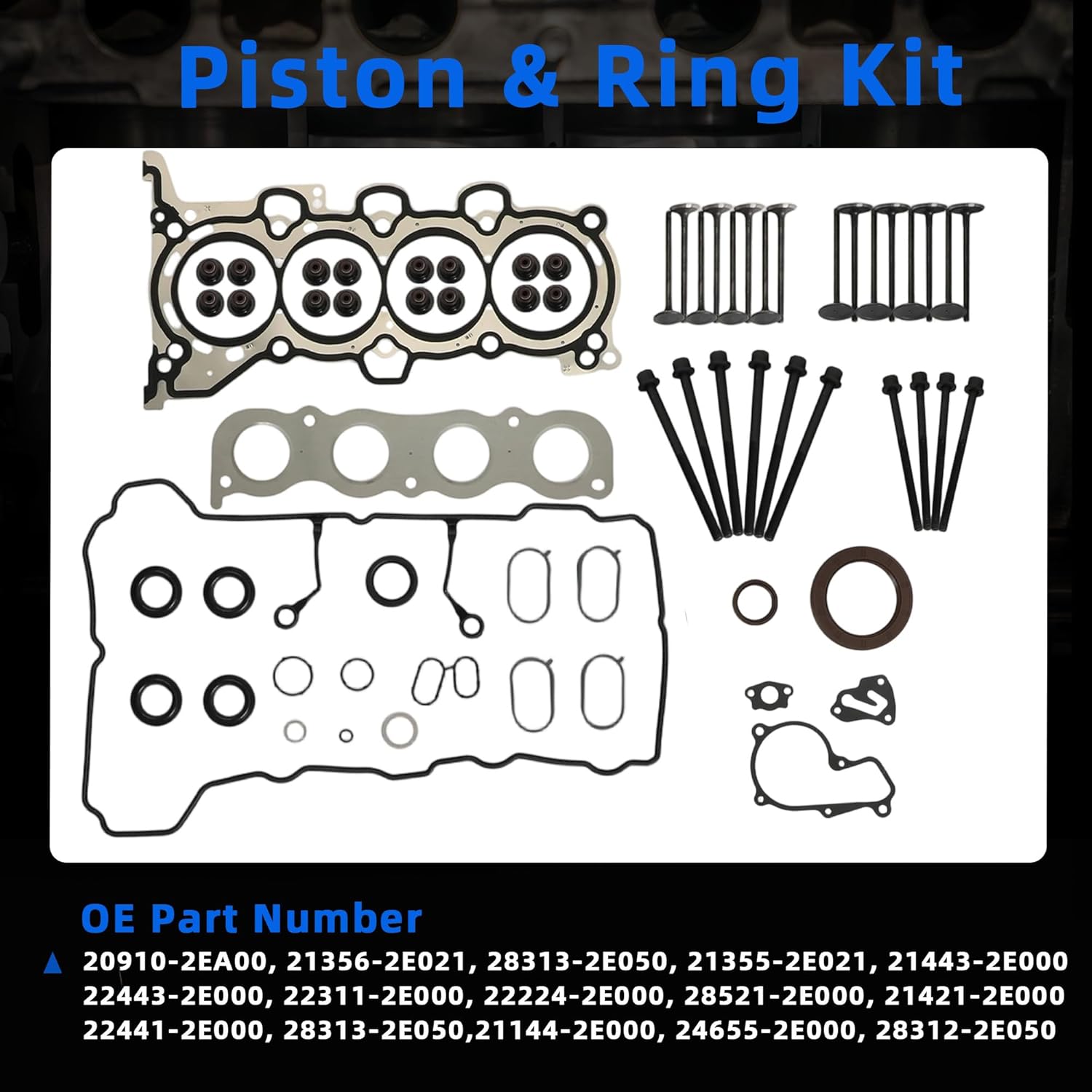 G4NC Engine Rebuild Overhaul Kit w/Crankshaft Head Gasket Set & Connecting Rod Piston Kit Fit For Hyundai Tucson Elantra Kia Sonata Sportage Forte Carens Soul 2.0L 2012-2021 23040-2E000 23110-2E501