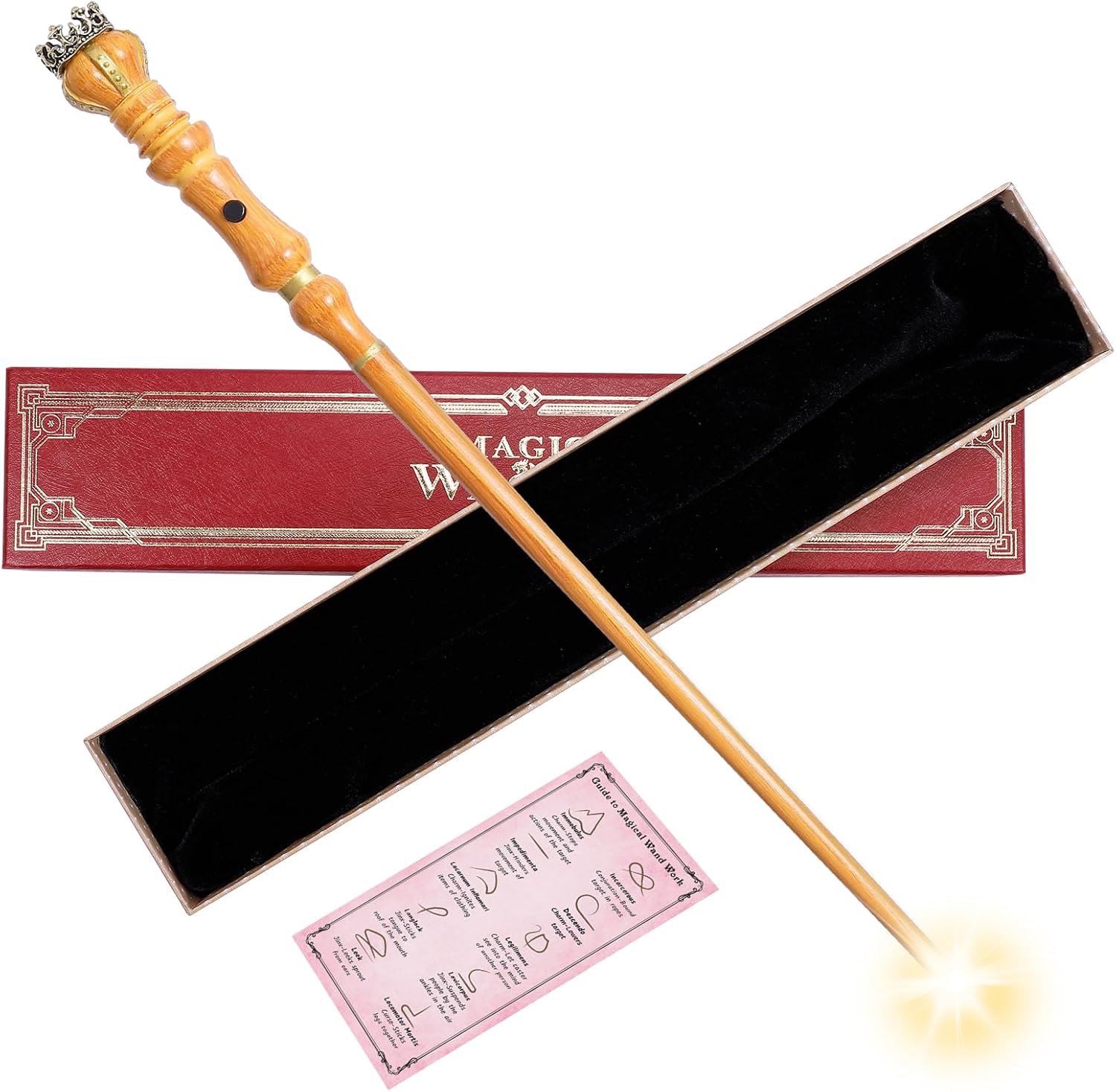 WinSence Light Up Magic Wizard Wand Rechargeable Illuminating Golden Wands for Witches Kids Boys Girls Party Gift, Jewel