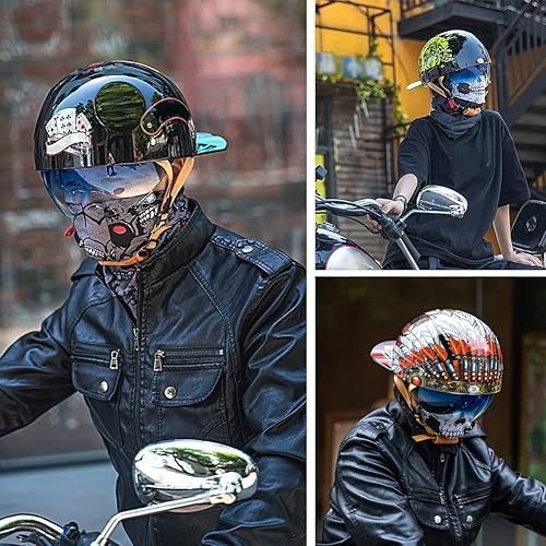 Miniatura 7 de Gorra de béisbol para motocicleta, casco de moda vintage para adultos, hombres y mujeres, cascos de motocicleta de cara abierta para Cruiser Street