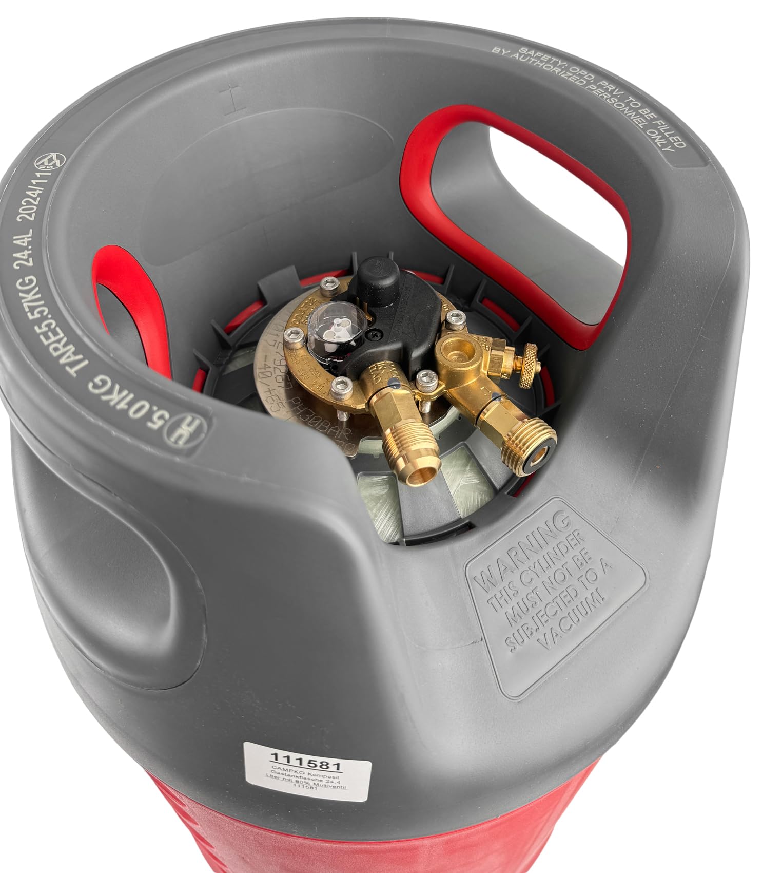 HausundWerkstatt24 CAMPKO Komposit Gasflasche 24,4 l mit Multiventil 80% Füllstopp für Propan