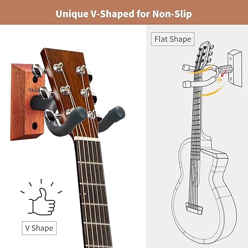 Miniatura 4 de Soporte de pared para guitarra, 3 unidades de madera para guitarra, gancho de guitarra, accesorios de guitarra para bajo eléctrico acústico,