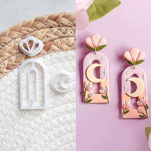 Miniatura 2 de 4 piezas de cortadores de arcilla polimérica para hacer aretes, moldes para cortar galletas, manualidades, 4 unidades - 49