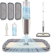 MEXERRIS Mop, MEXERRIS Mop, Floor Spray Mop, Microfibre Mop with Reservoir and 3 Washable Mop Pads for Home, Kitchen, Hardwood, Laminate