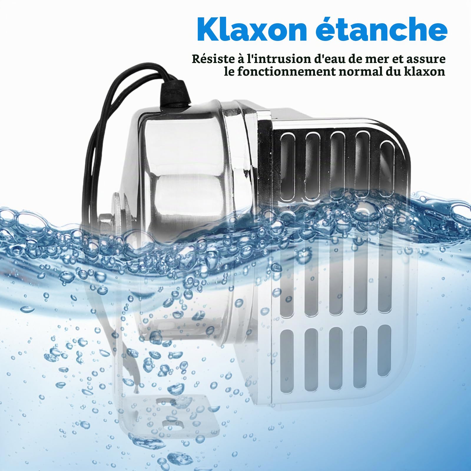 Hupe marine pour bateaux, klaxon de navire 12V, klaxon marin, klaxons de signalisation étanches, klaxon monophonique en acier inoxydable pour navires, bateaux, voiliers, yachts, camions, SUV