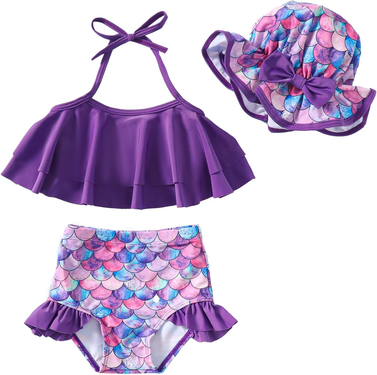Magic Park 0M-3T Infant Girls Swimsuit Baby Girl Bikini Sets Toddler 3 Piece Bathing Suit with Hat Kids Swimwear Beach Set
