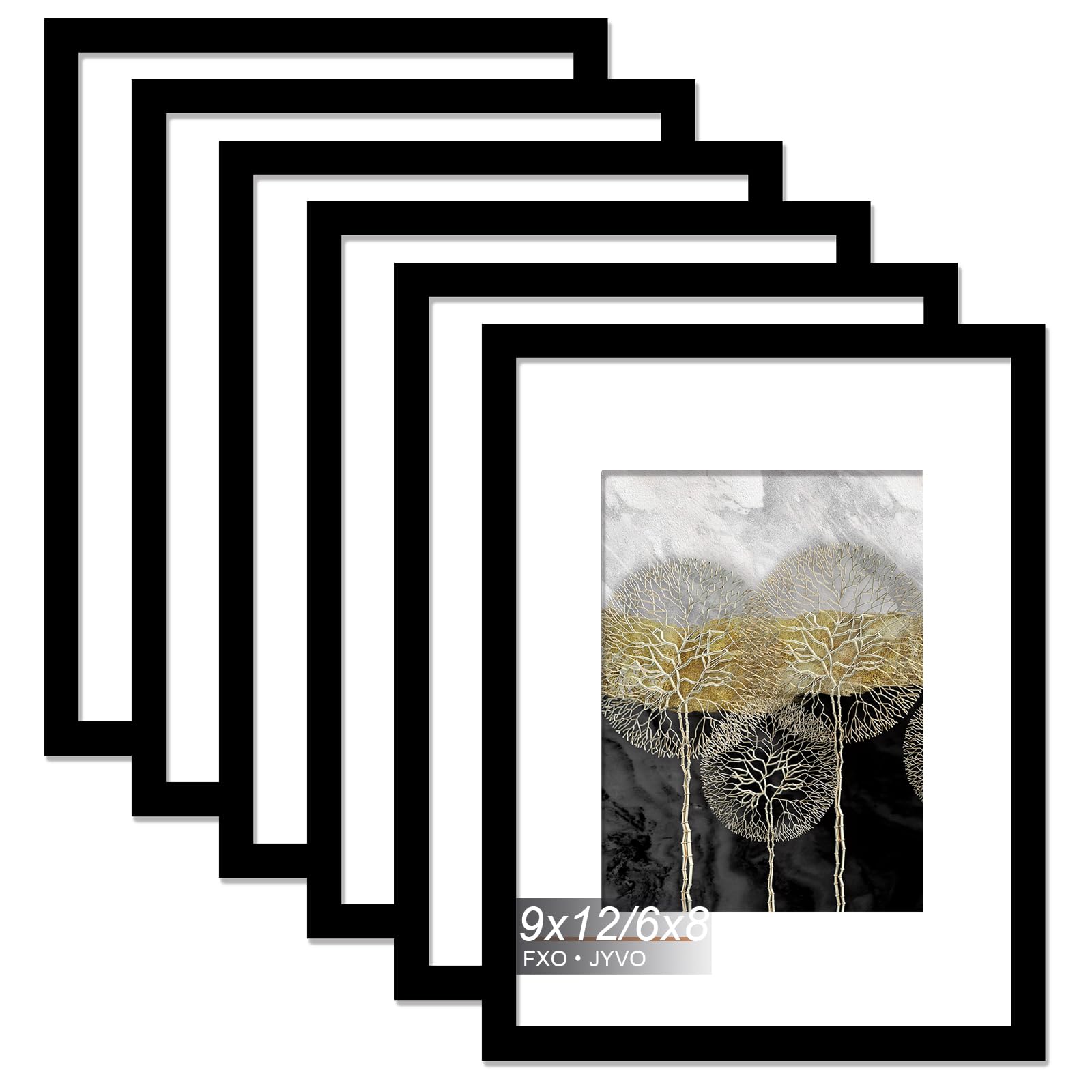 Fxojyvo Set di 6 cornici per foto da 9 x 12 cm, per foto da 15 x 20 cm con passepartout o 22,9 x 30,5 cm senza tappetino, leggere e altamente trasparenti, 22,9 x 30,5 cm, per parete, confezione da 6,