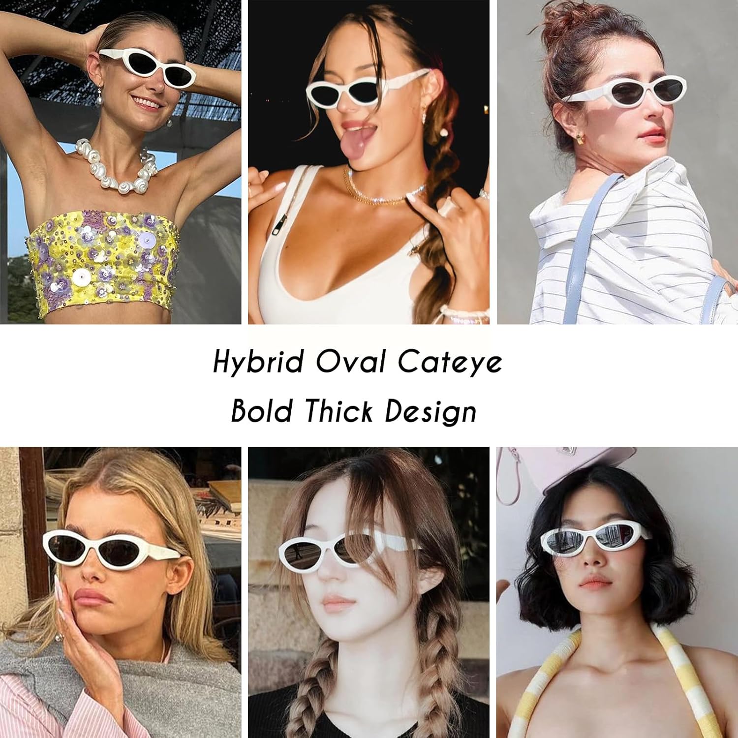 mosanana Oval Cat Eye Sunglasses for Women Retro Y2K Style MS52372 - Image 3