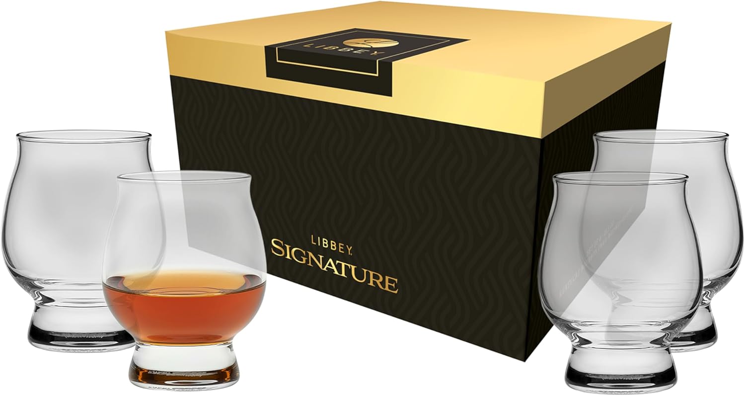 Libbey Signature Kentucky Bourbon Trail Whiskey Glasses Set of 4, Dishwasher Safe, Restaurant Quality Bourbon Tasting Glasses