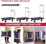 Folding Hand Truck Portable Easy Folding Platform Transport Hand cart with 330lbs Capacity Practical handling Tools for Household Industrial Black