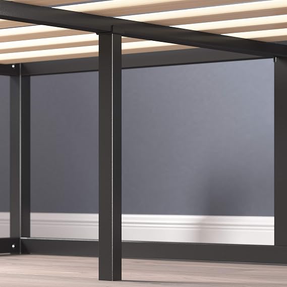 Zinus Joseph Modern Studio 14 Inch Platforma Bed Frame, Mattress Foundation with Wood Slat Support, Queen, Black