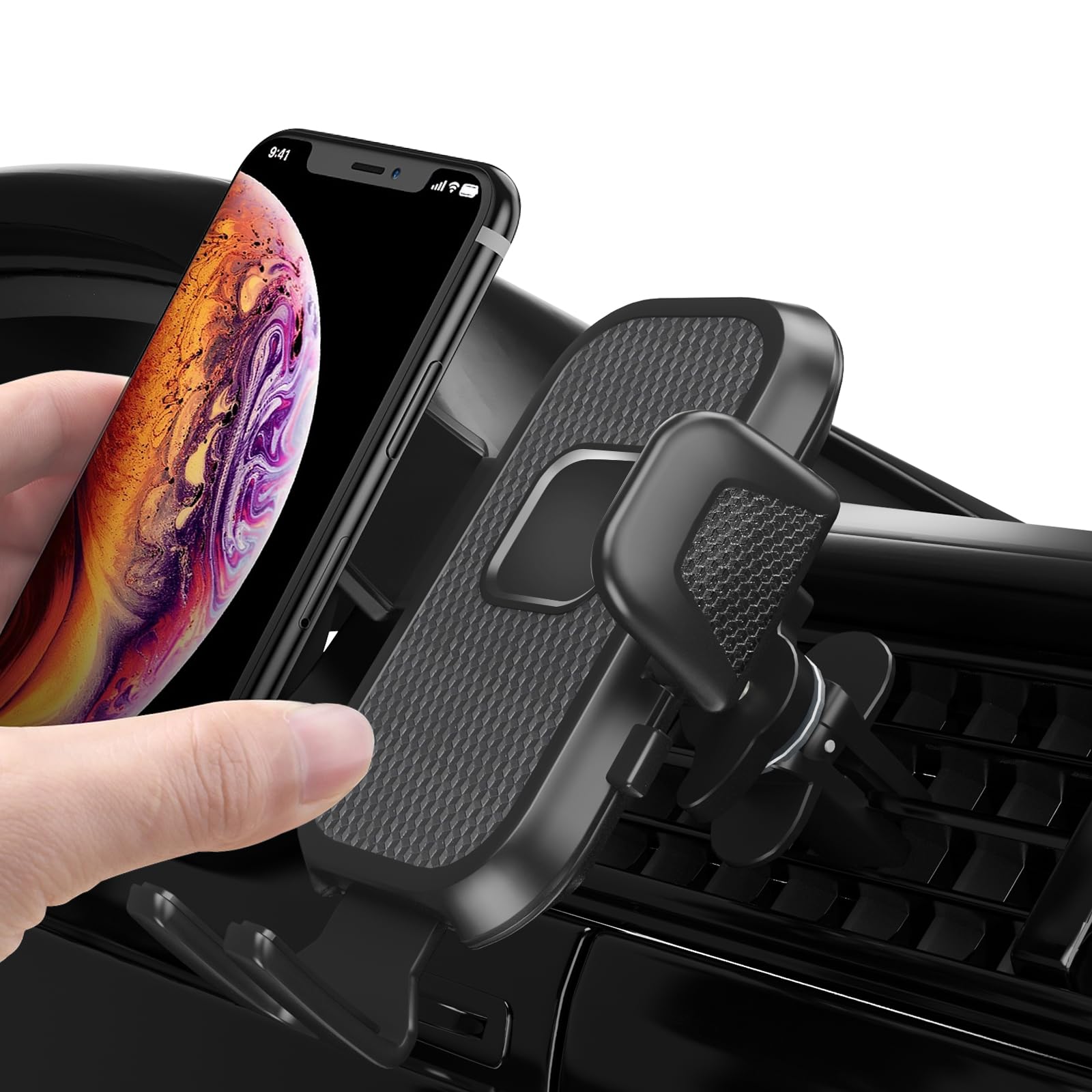 Phone Mount for Car Vent [2023 Upgraded Phone Holders] Cell Phone Holder Car Hands Free Car Phone Mount Fit for Smartphone, iPhone. [Military Sturdy, Firmly Grip & Never Slip] Universal