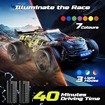 DEERC Voiture RC Rapide Brushless Échelle 1/14 pour Adultes, 43 MPH Haute Vitesse Camion RC Tout Terrain Étanche, Voiture Télécommandée Drift Tout Terrain pour Garçons de 8 à 12 Ans, 2 Batteries, Compatible 3S Lipo