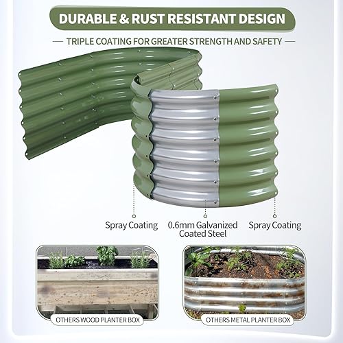 Miniatura 4 de Permade Cama de jardín elevada galvanizada  Cajas de metal de 4 x 2 x 1.4 pies para exteriores  Kit de cama elevada de acero ovalado para jardinería