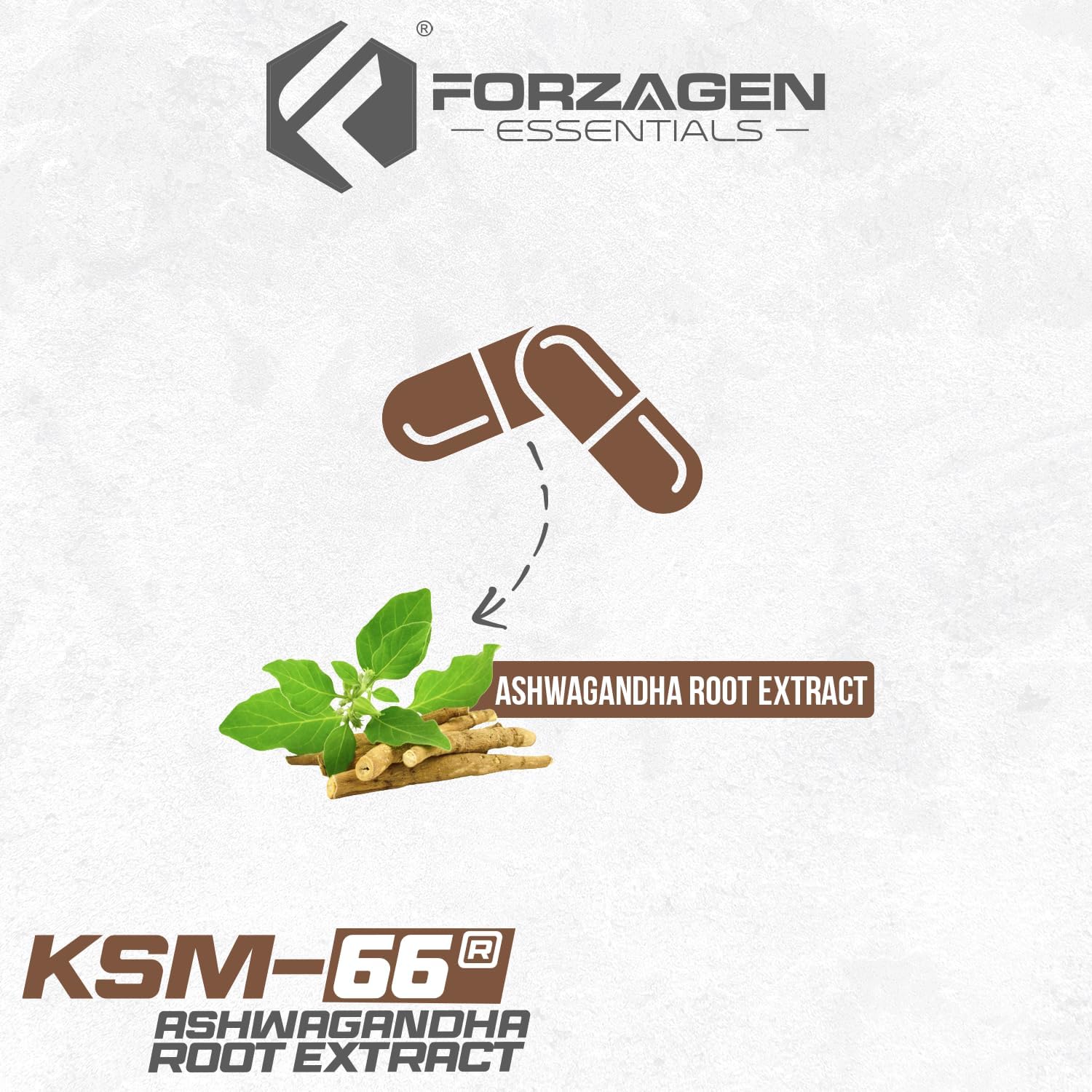 Forzagen KSM-66 Ashwagandha Root Extract Capsules, 600mg, 60 Count