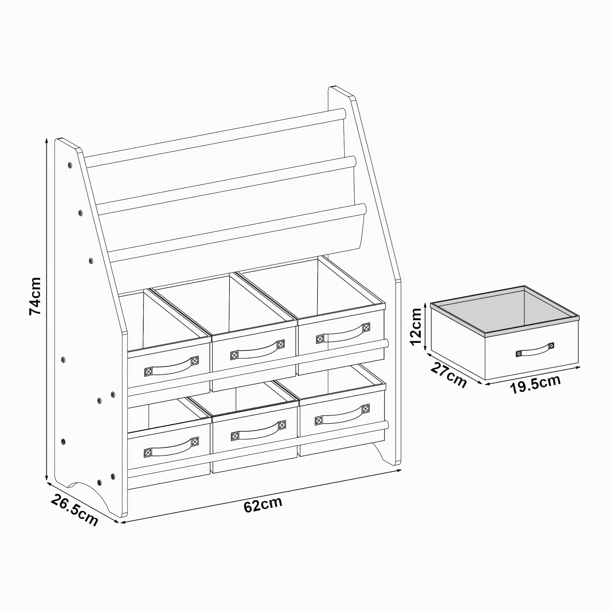[en.casa] Scaffale per Cameretta con Contenitori Morbidi per Libri e 6 Cassetti Pieghevoli (AxLxP) 74 x 62 x 26,5 cm Mobile a Misura di Bimbi - Decorazione Koala - Blu/Bianco