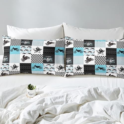Miniatura 5 de Feelyou Juego de funda de edredón de motocross para niños y niñas, juego de ropa de cama de deportes extremos para niños y niñas, funda de edredón