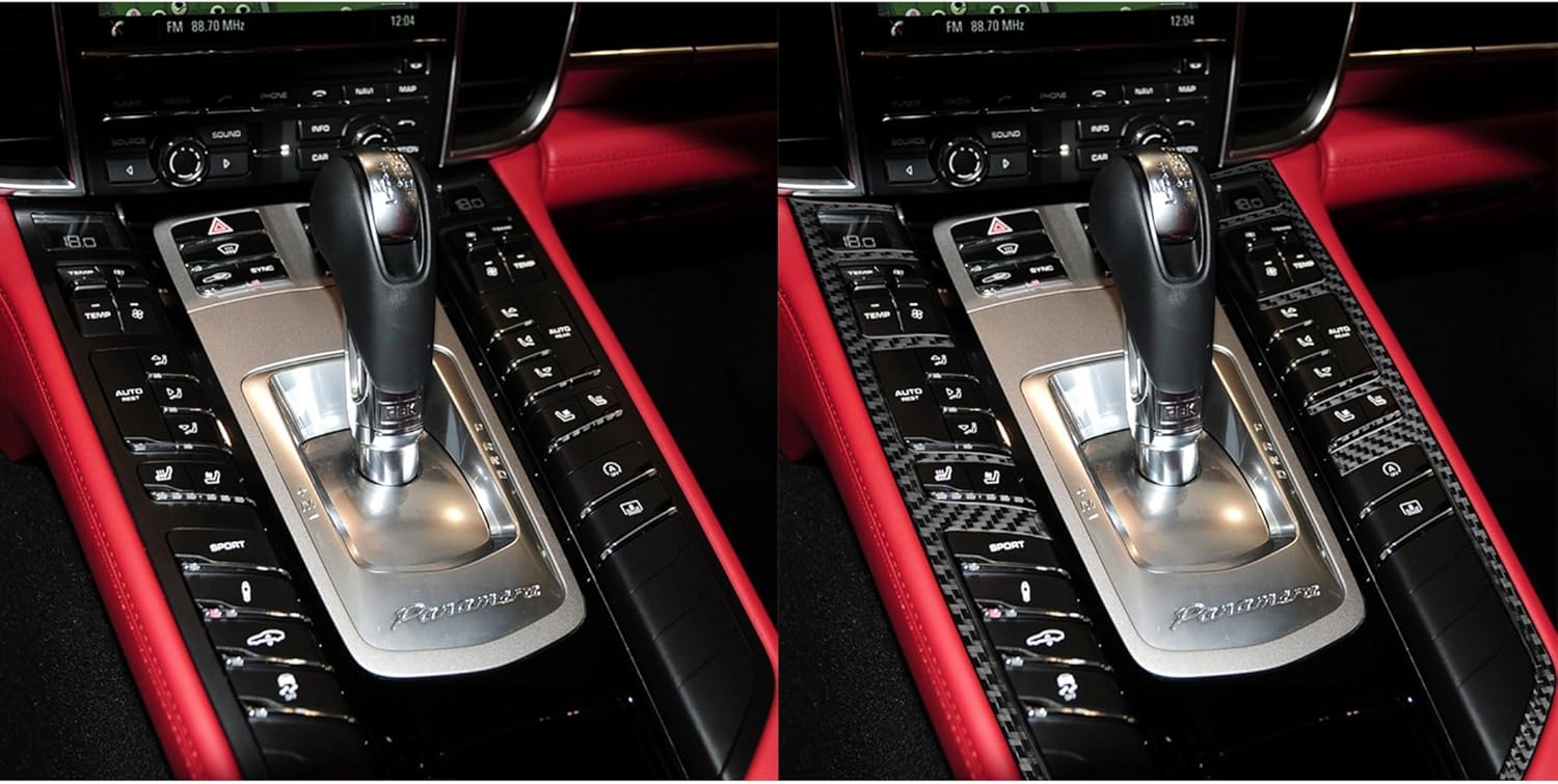 Carbon Fiber Frame Cover Trim Sticker Accessories Decoration Compatible with Porsche Panamera 970 2010-2016 (Classic, Gear Shift Dashboard Frame 13)