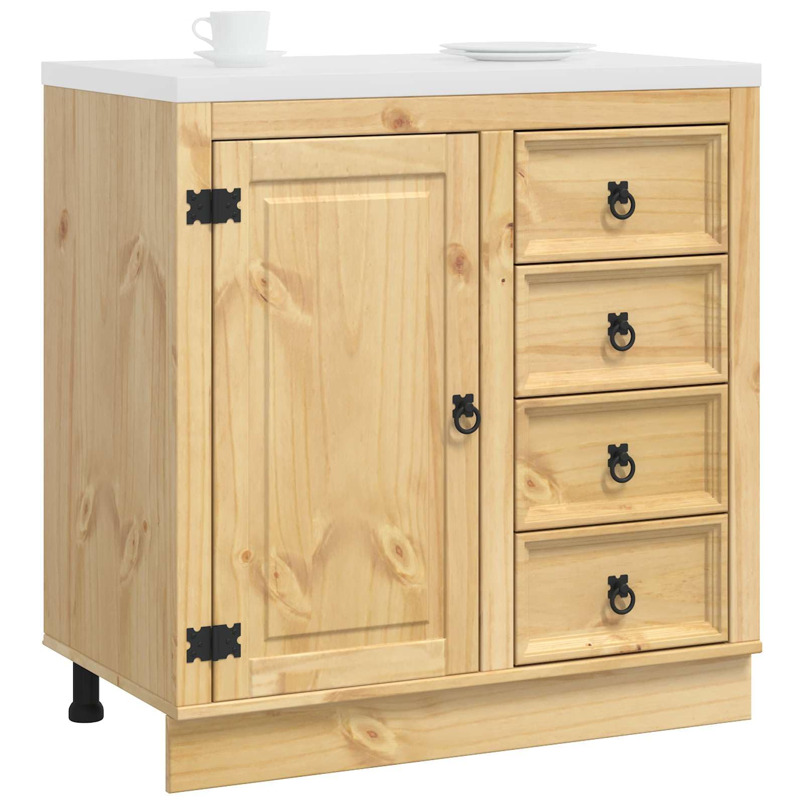 vidaXL Schrank SKI Honigbraun 80 x 46 x 81 cm Massives Kiefernholz, Wohnzimmer, rechteckiger Schrank, Moderne Aufbewahrung, Kiefernholz-Design, praktischer Buffet, schicker Essensorganizer