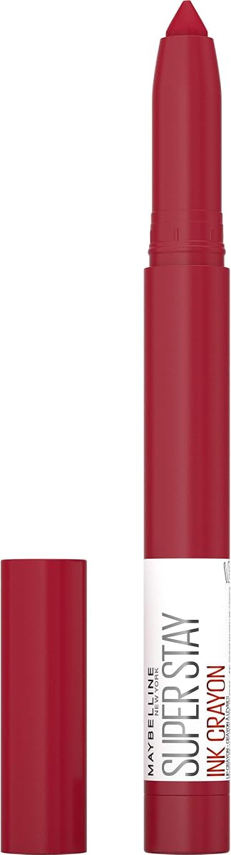 New York Maybelline Super Stay Ink Crayon Matte Lápiz labial de larga duración, Check Yourself, 0.04 onzas, 125 Check Yourself, 0.04 onzas (paquete de 2)