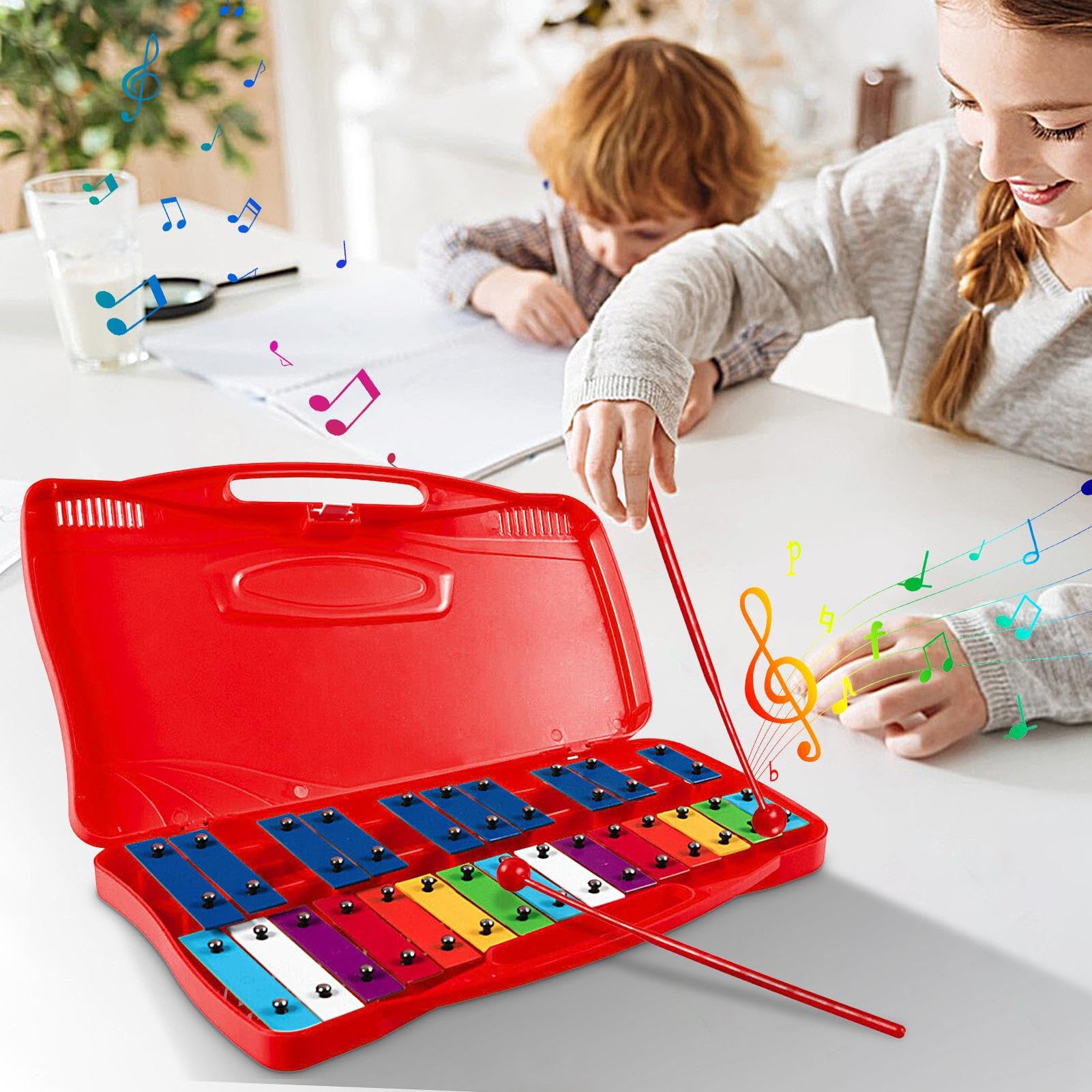 Glockenspiel per bambini in metallo, professionale - in metallo | da 25 note per bambini,Strumento di illuminazione musicale in materiale di alluminio per Pasqua, Ringraziamento, vacanze,