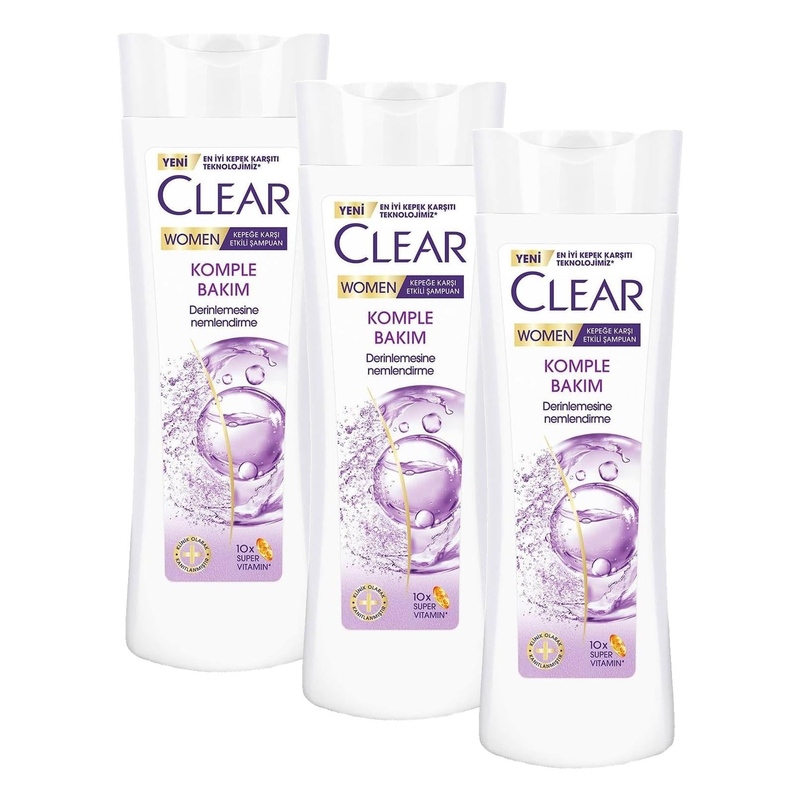 Clear Women Komple Bakım Vitamin Kompleksi Kepeğe Karşı Etkili Şampuan 350 ml (3 paketi)